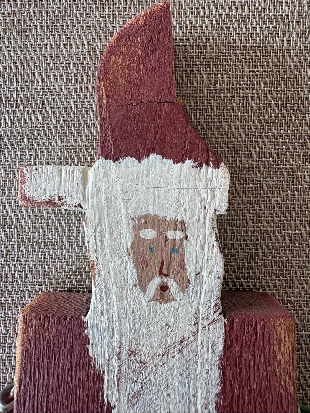 Handmade Style Folk Art Wooden Santa Claus Figurine Articulated Arms & Legs